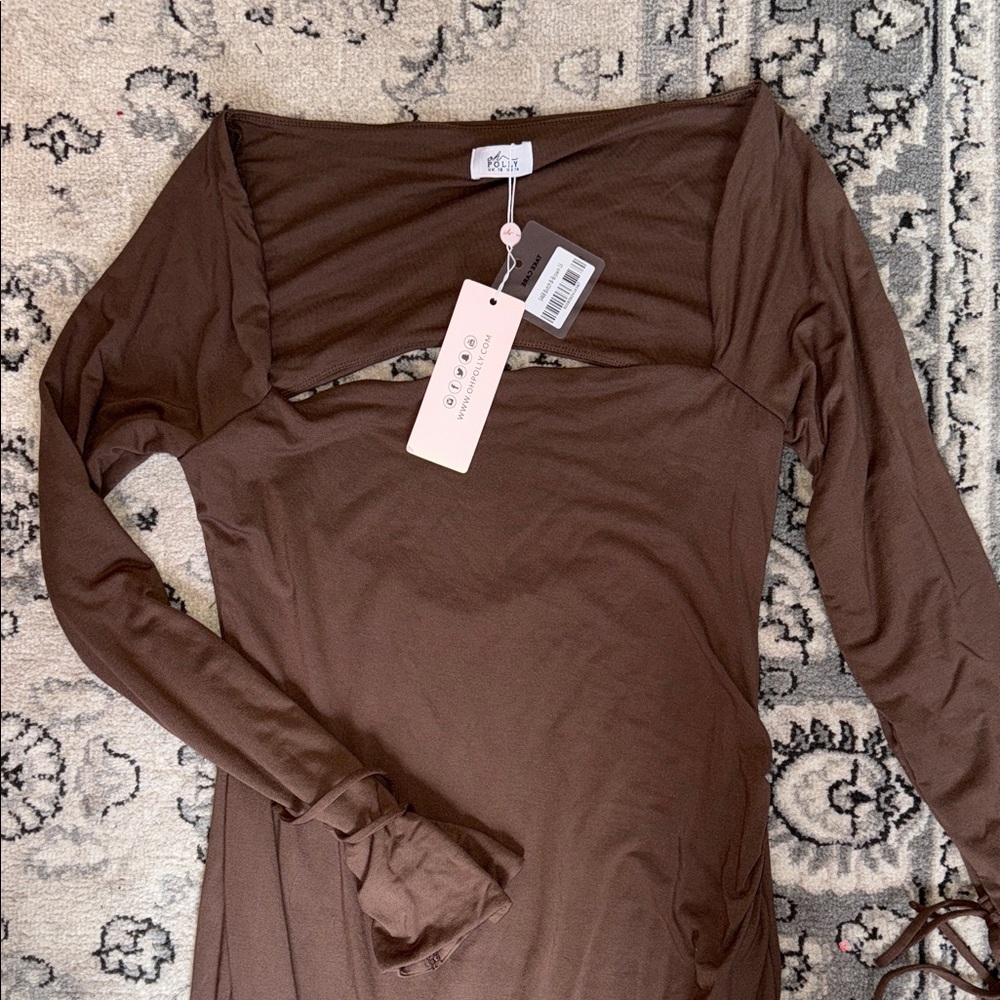 Brown Long Sleeve Dress